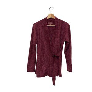 Barefoot Dreams CozyChic Lite Burgundy Wrap Cardigan Sweater Women's Size S